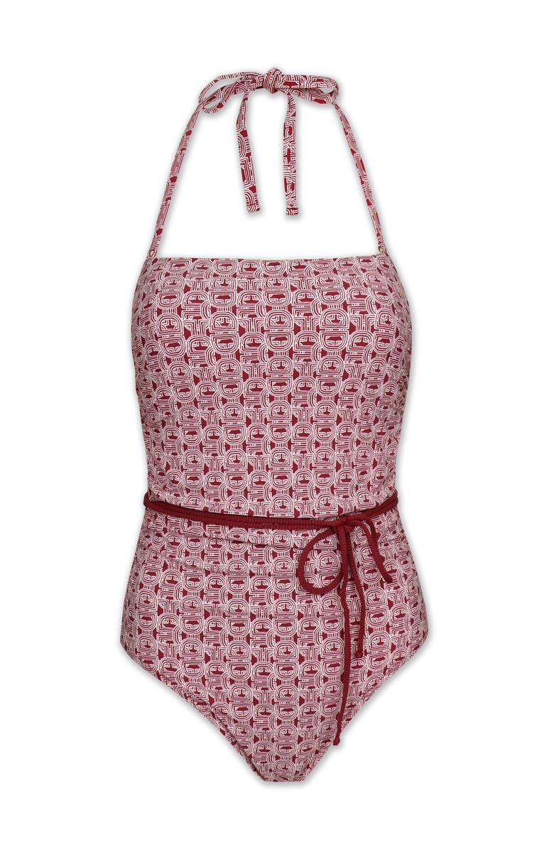 HELEN JON Belted Bandeau One-Piece, Alternate, color, Links