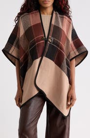 Vince Camuto Plaid Reversible Topper