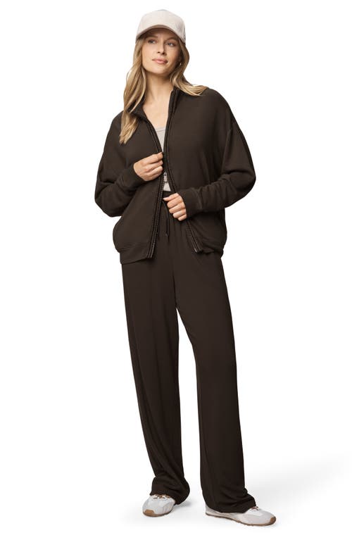 Splendid Supersoft Trim Detail Zip-up Sweatshirt In Multi