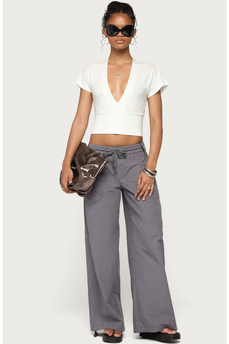 Mundy Deep V-Neck Crop Top, Alternate, color, WHITE