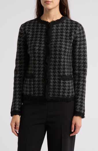 MAX STUDIO Fringe Houndstooth Jacket