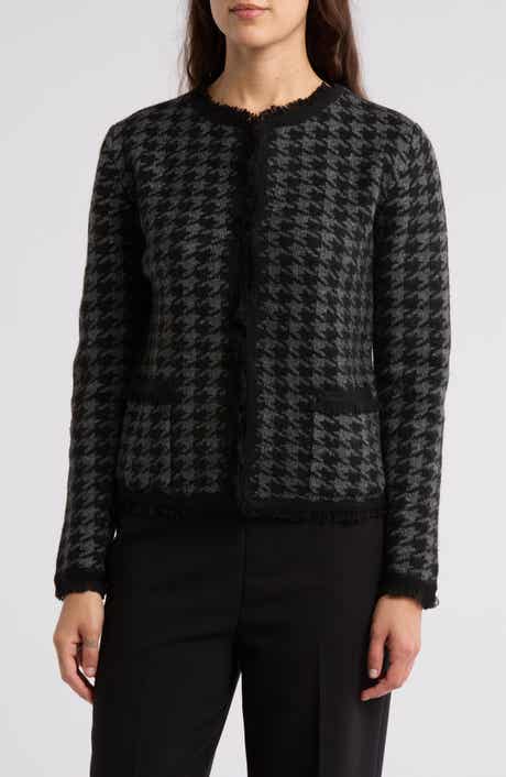 MAX STUDIO Fringe Houndstooth Jacket