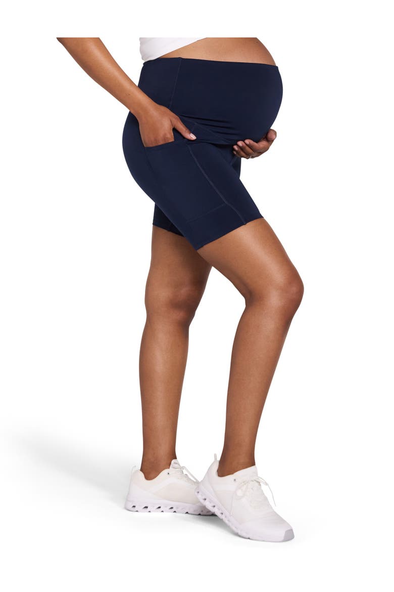 6 1/2" Active Pocket Maternity Biker Short, Alternate, color, Navy Blazer