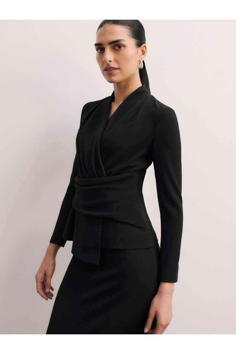 Belleville Draped Wrap Blouse, Alternate, color, Black