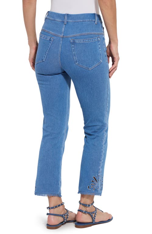 Lyssé Yori Eyelet Hem Crop Straight Leg Jeans In Bleached Blue