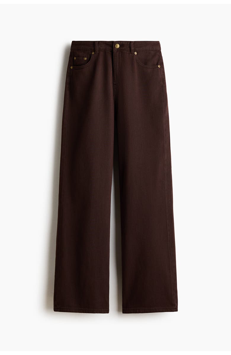 H&M Straight-leg twill pants, Alternate, color, Dark Brown