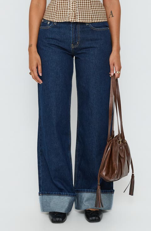 Darla Low Rise Straight Leg Cuffed Jeans