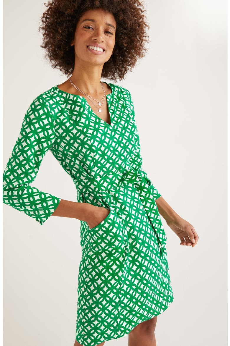 Kelsey Belted Linen Dress, Alternate, color, RICH EMERALD/ LINK