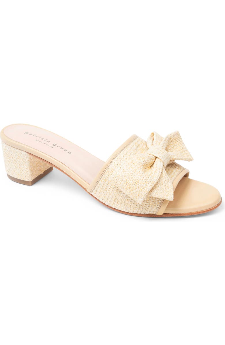 patricia green Raffia Bow Block Heel Slide Sandal, Main, color,