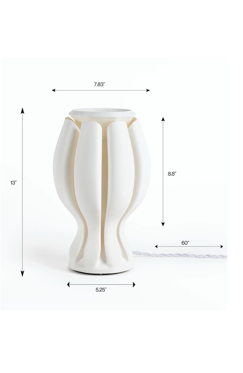 JONATHAN Y Flower 13" Tropical Coastal Plant-Based PLA 3D Printed Dimmable LED Table Lamp, Alternate, color, White
