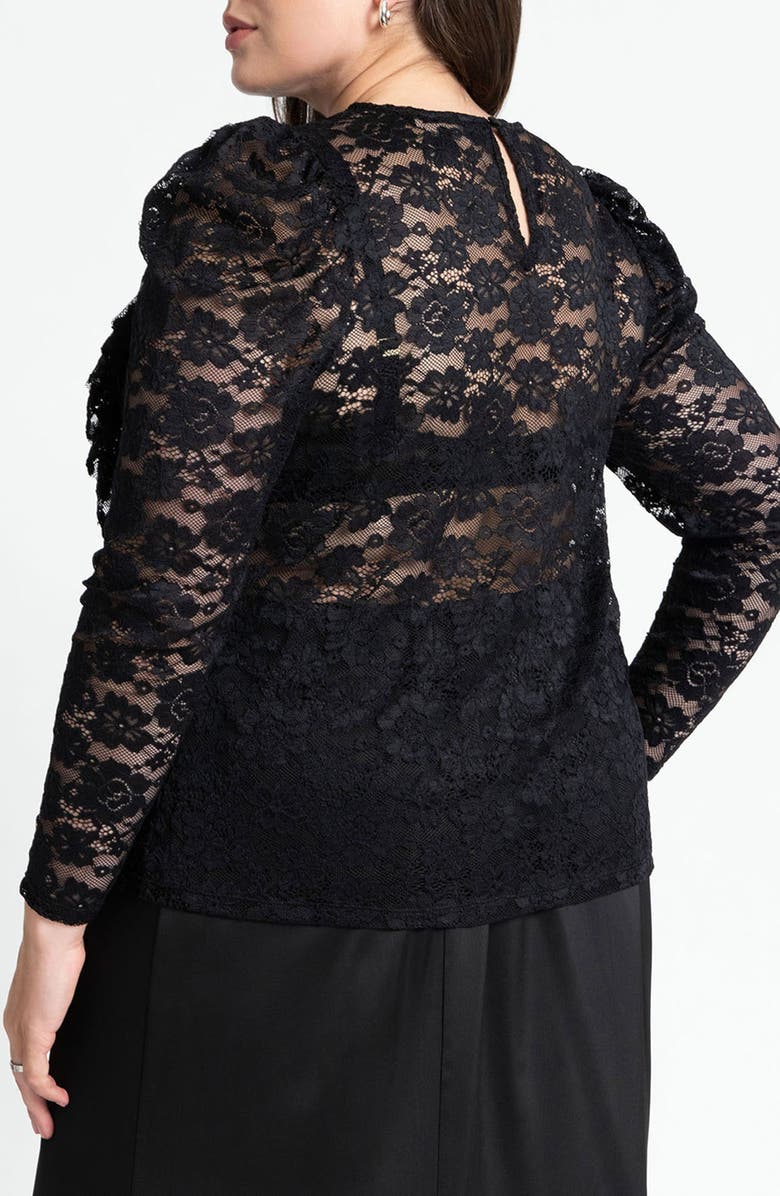 ELOQUII Lace & Ruffle Top, Alternate, color, 