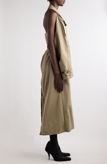 Balenciaga Cotton Twill Halter Trench Dress | Nordstrom