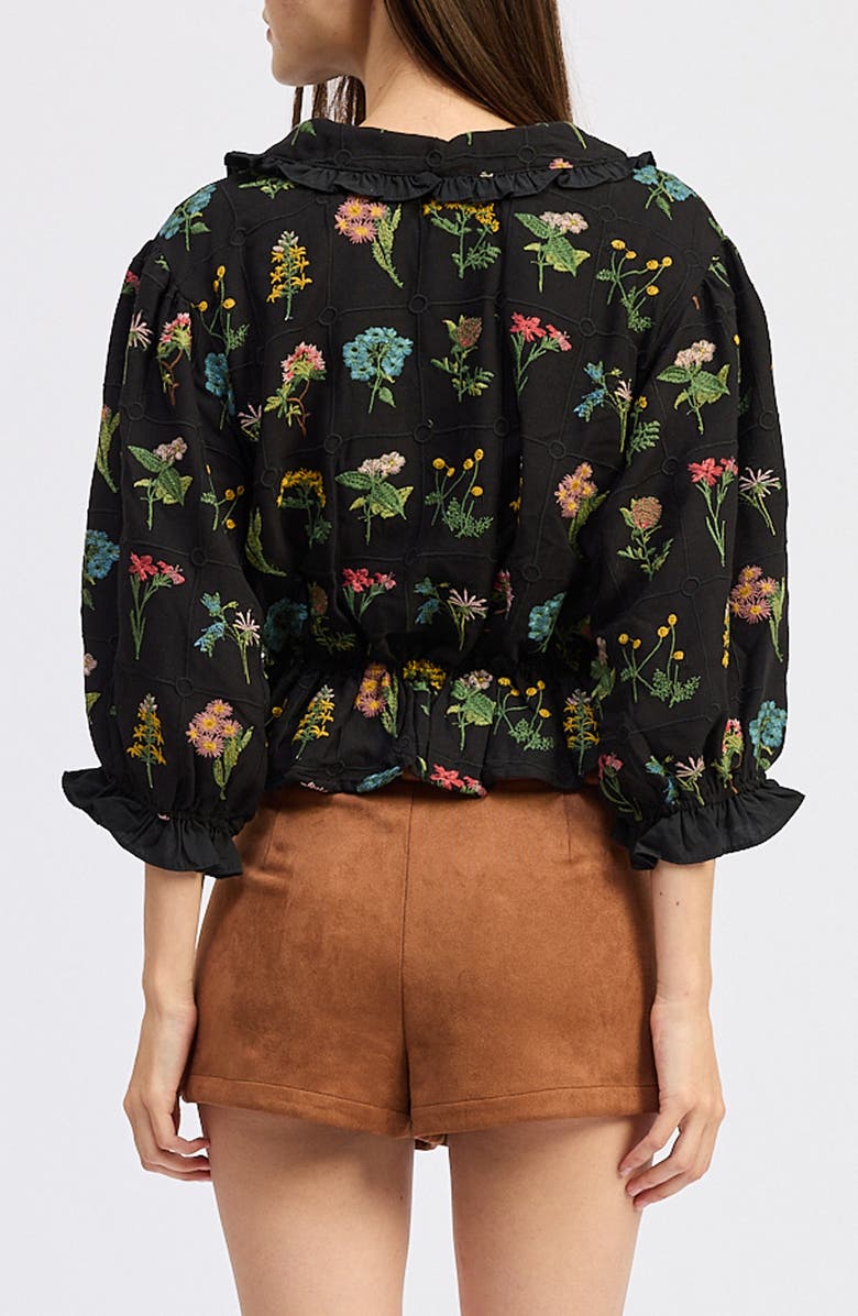 JACQUIE THE LABEL Lia Embroidered Ruffle Peplum Button-Up Shirt, Alternate, color, Black Multi