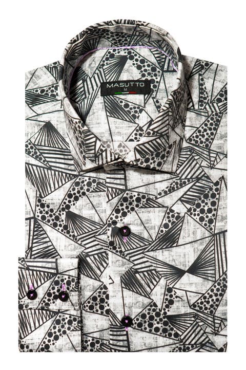 Rafael Print Button-Up Long Sleeve Shirt