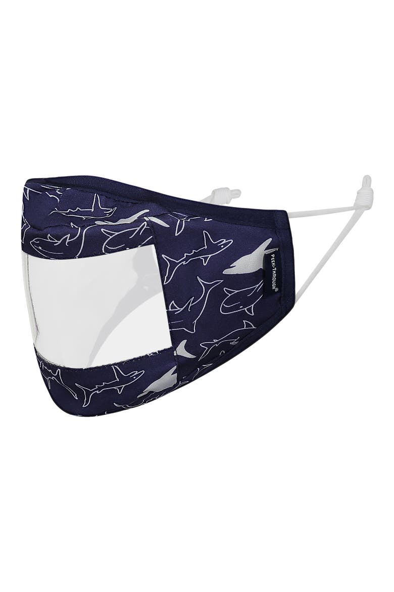 Kids' 3-Pack Clear Front Masks, Alternate, color, NAVY SPACE