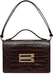 Victoria Beckham Dorian Croc Embossed Leather Shoulder Bag