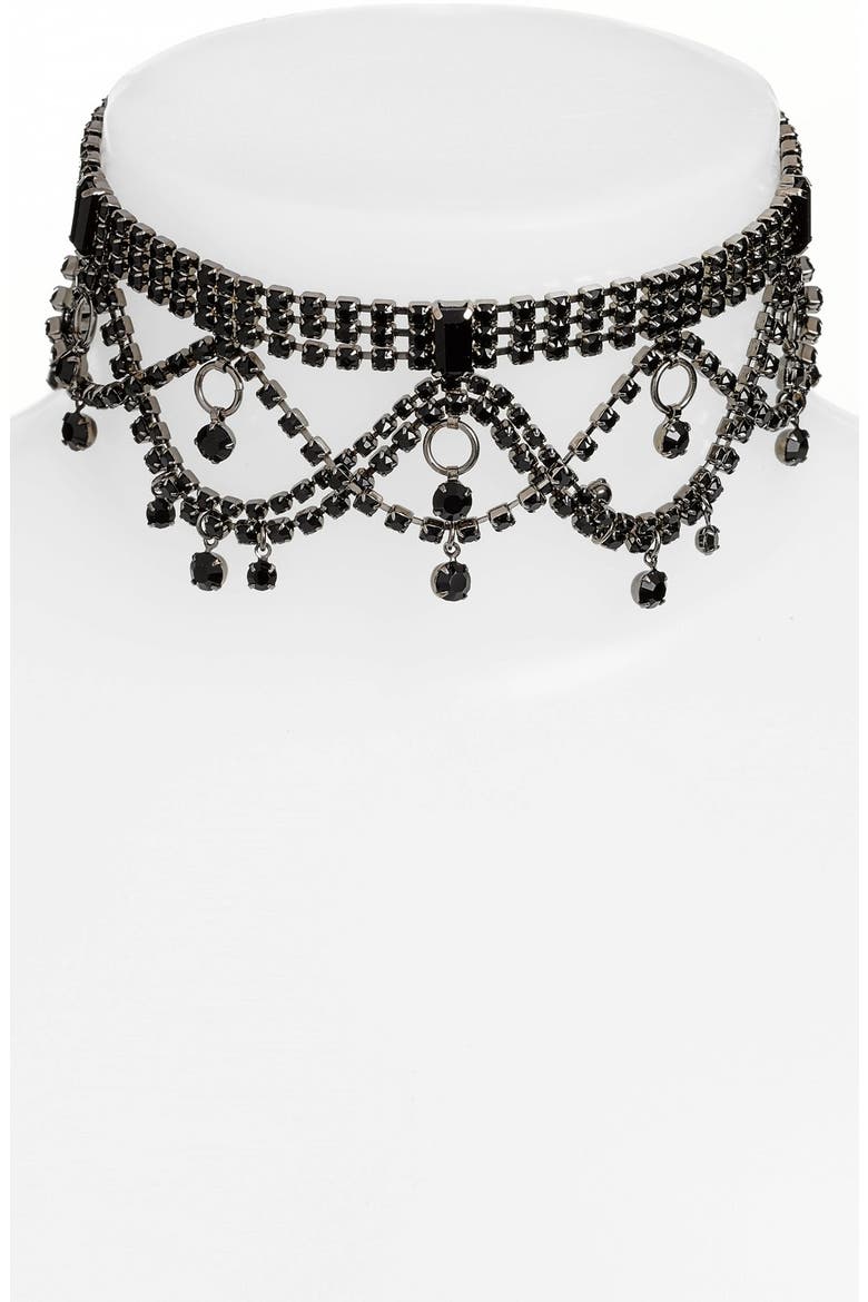 Crystal Choker Necklace, Main, color, JET/ HEMATITE