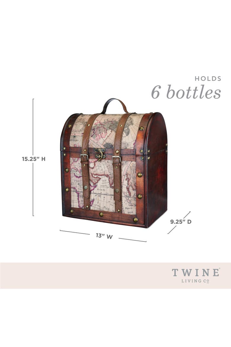6-Bottle Old World Wooden Wine Box, Alternate, color, Multicolor
