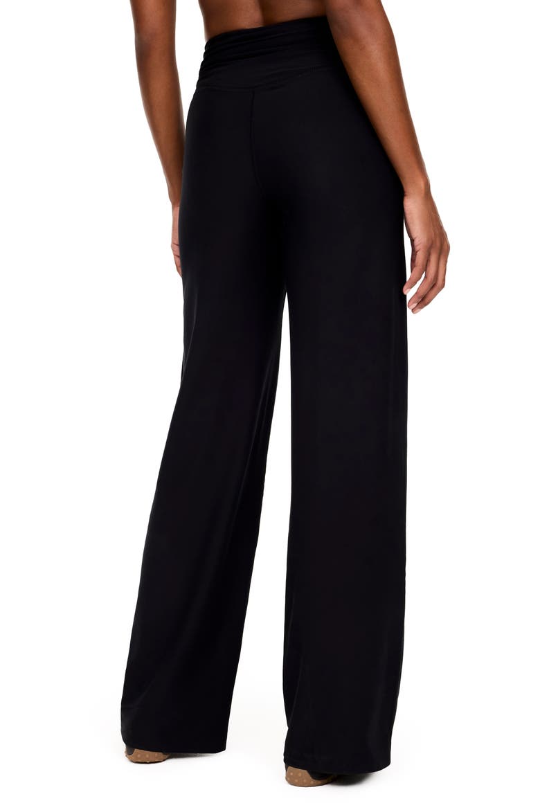 Ruched Wide Leg Pants, Alternate, color, VERY BLACK