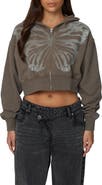Good For Nothing Cropped Zipped Silhouette Hoodie