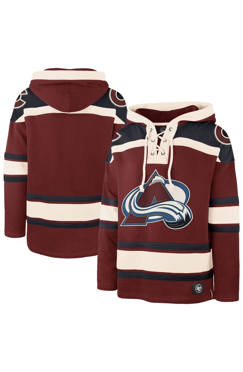 '47 Men's '47 Burgundy Colorado Avalanche Big & Tall Superior Lacer Fleece Pullover Hoodie, Main, color,