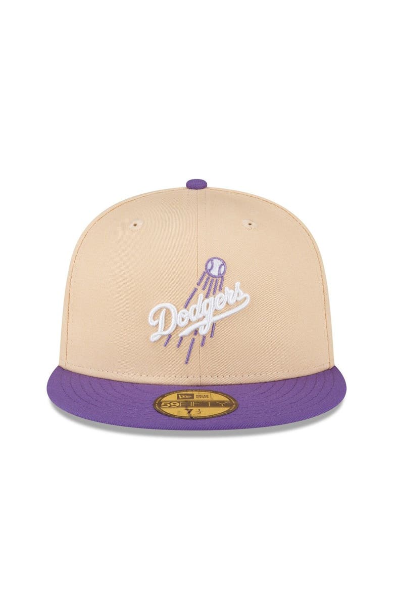 New Era Men's New Era Peach/Purple Los Angeles Dodgers 1988 World Series Side Patch 59FIFTY Fitted Hat, Alternate, color, Orange