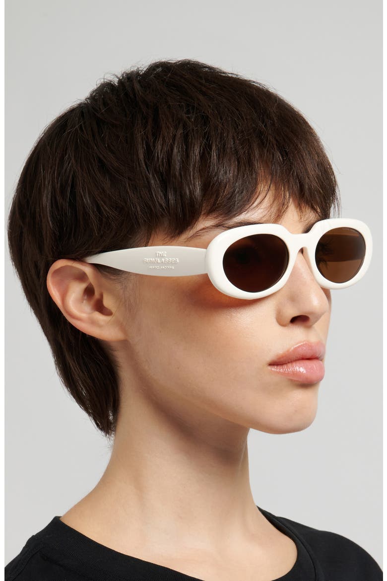 53mm Oval Sunglasses, Alternate, color, IVORY/ BROWN
