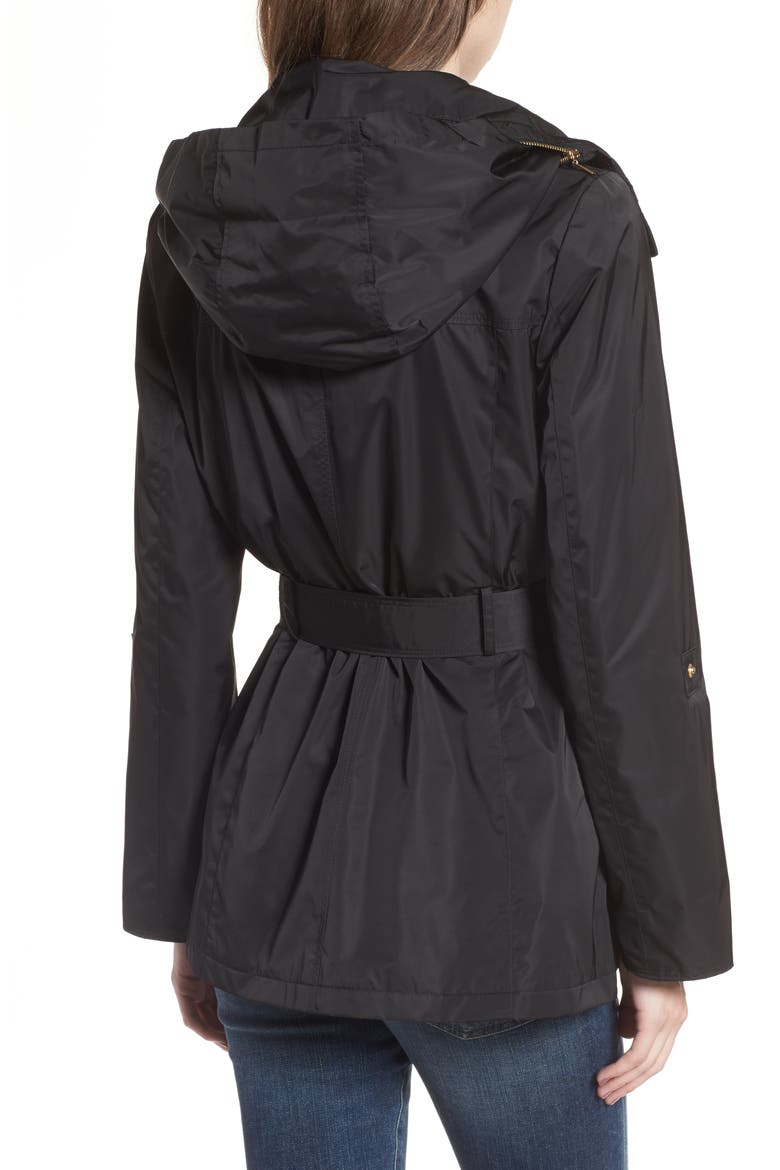 Techno Short Trench Coat, Alternate, color, BLACK