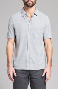 Billy Reid Textured Treme Knit Short Sleeve Button-Up Shirt