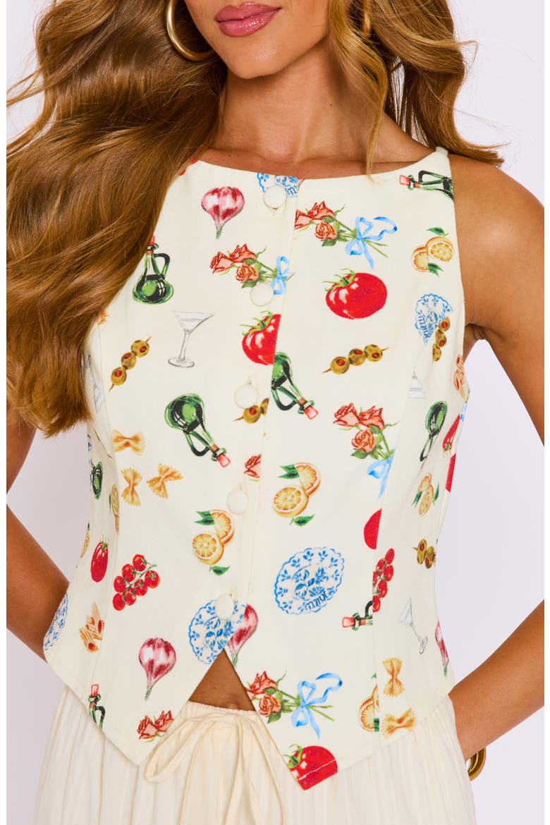 Solstice Mixed Print Cotton Vest, Alternate, color, CREAM MULTI