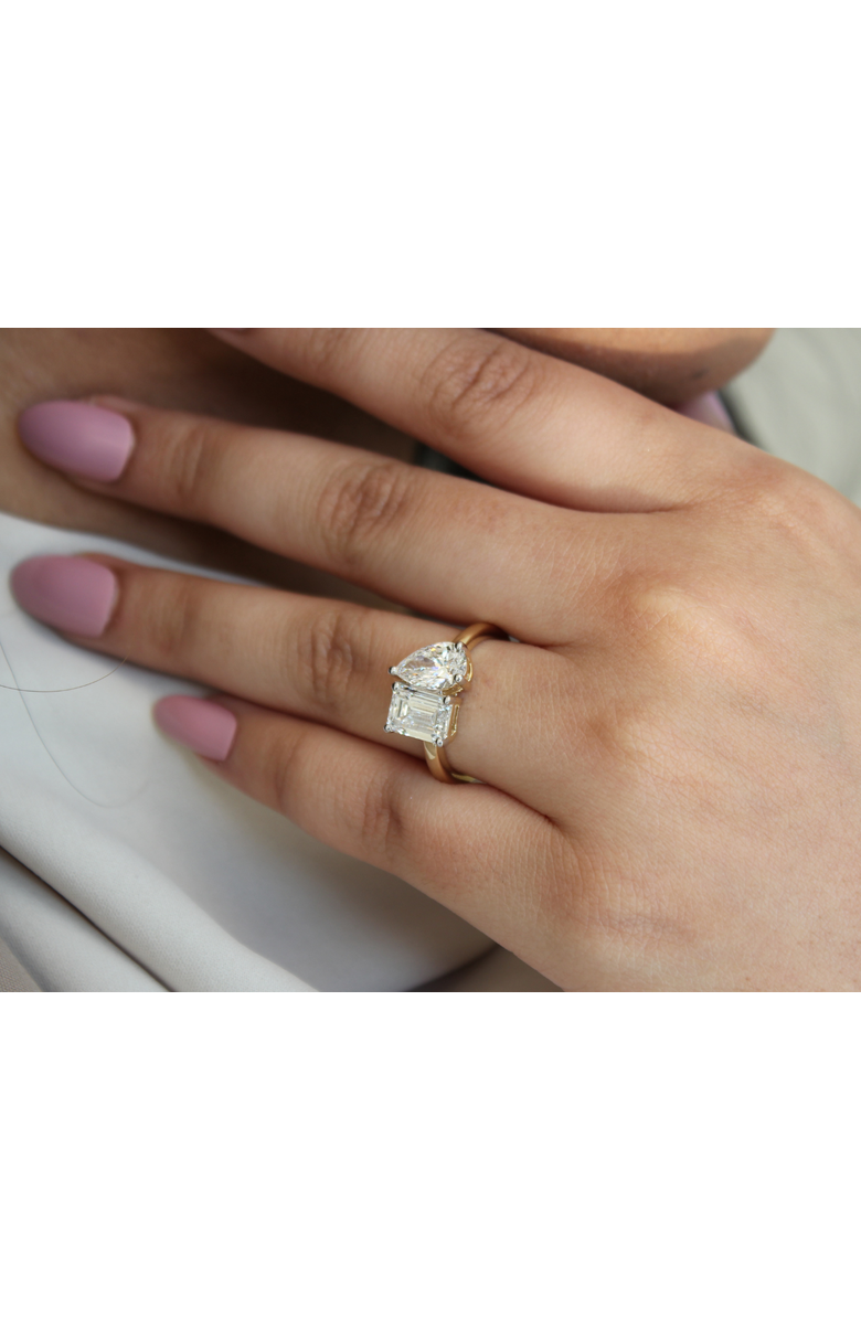 LuvMyJewelry Evermore 14K Gold Toi et Moi Emerald and Pear Lab Grown Diamond Ring - 3 ct, Alternate, color, 14K Yellow Gold