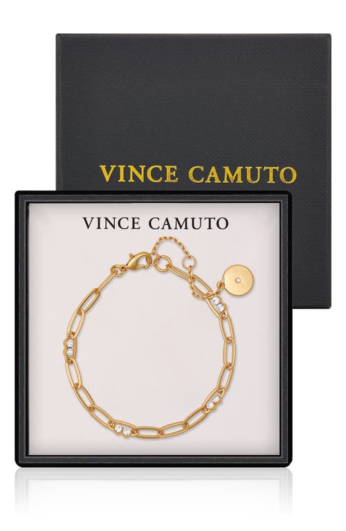 Vince Camuto Crystal Station Oval Chain Bracelet In Goldtone