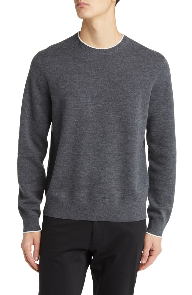 Theory Arnaud Tipped Merino Wool Blend Crewneck Sweater, Main, color, 