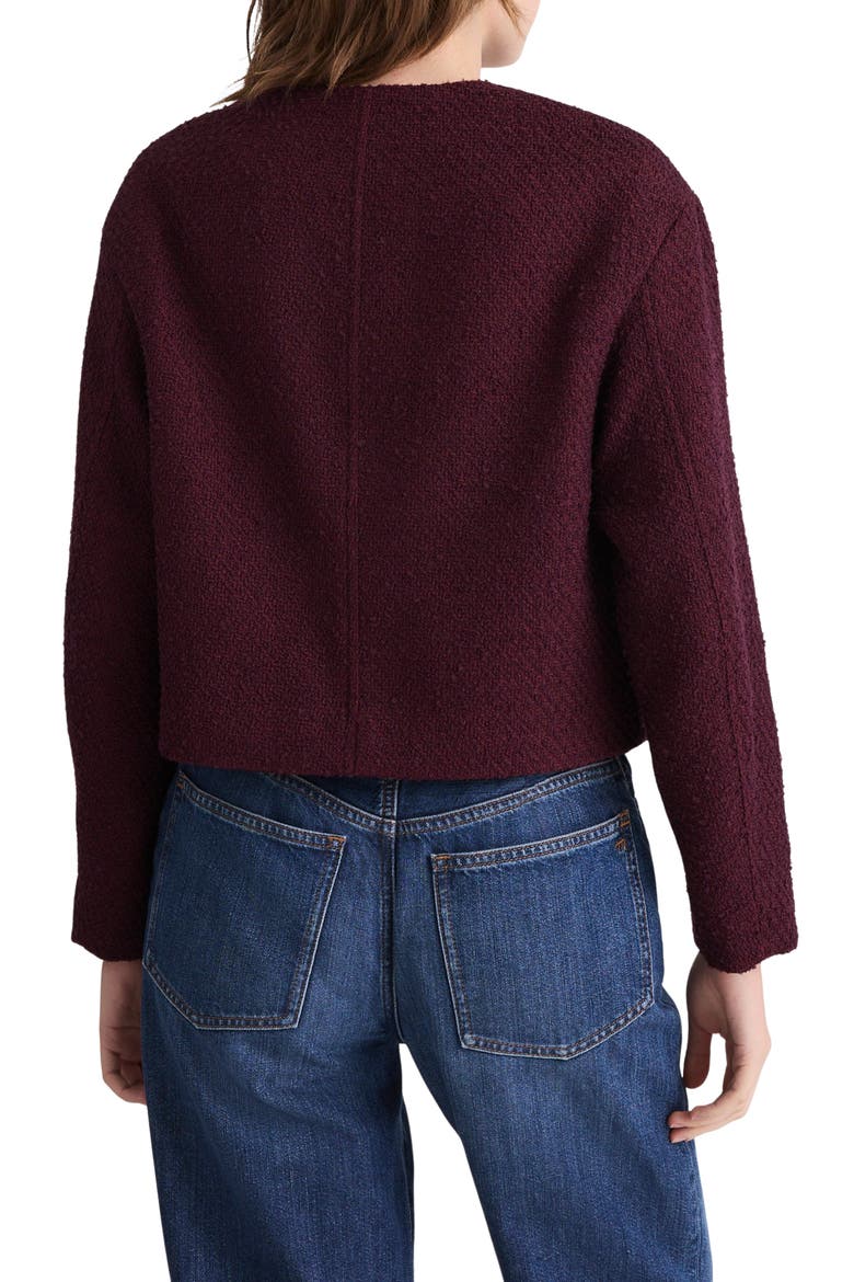 Collarless Tweed Jacket, Alternate, color, DARK POMEGRANATE