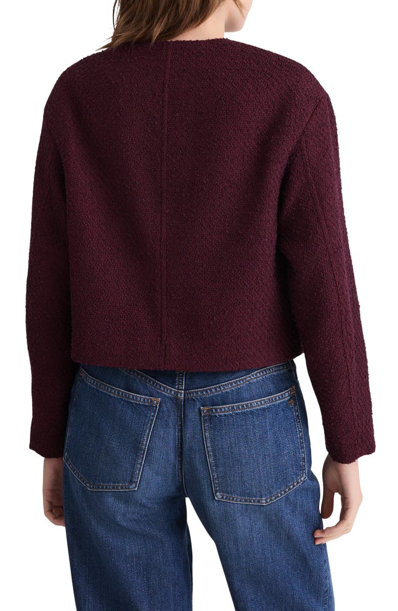 Madewell Collarless Tweed Jacket, Alternate, color, Dark Pomegranate