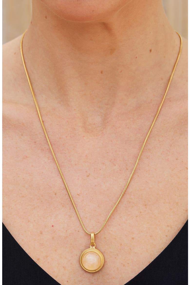 Pink Quartz Pendant Necklace, Alternate, color, YELLOW