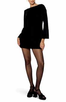 Nobody's Child Joelle Bow Back Long Sleeve Velvet Minidress