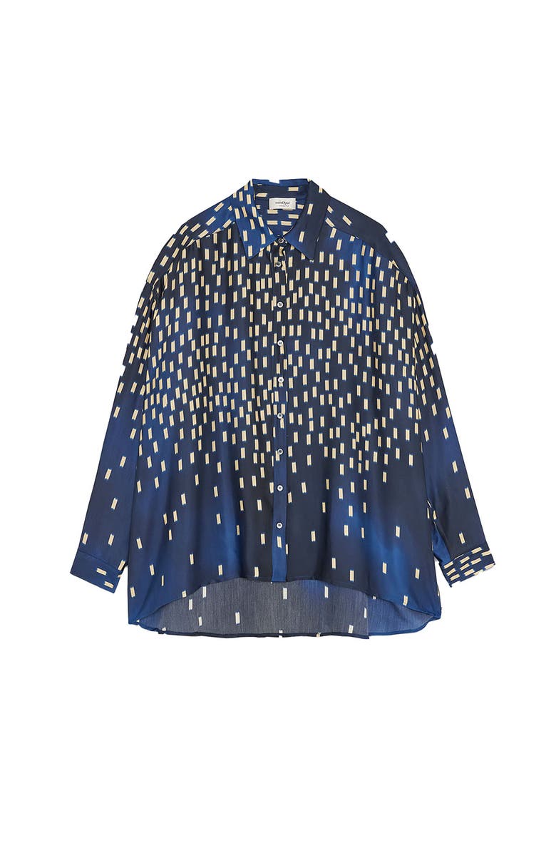 ottod'Ame Printed Satin Shirt, Alternate, color, Blue