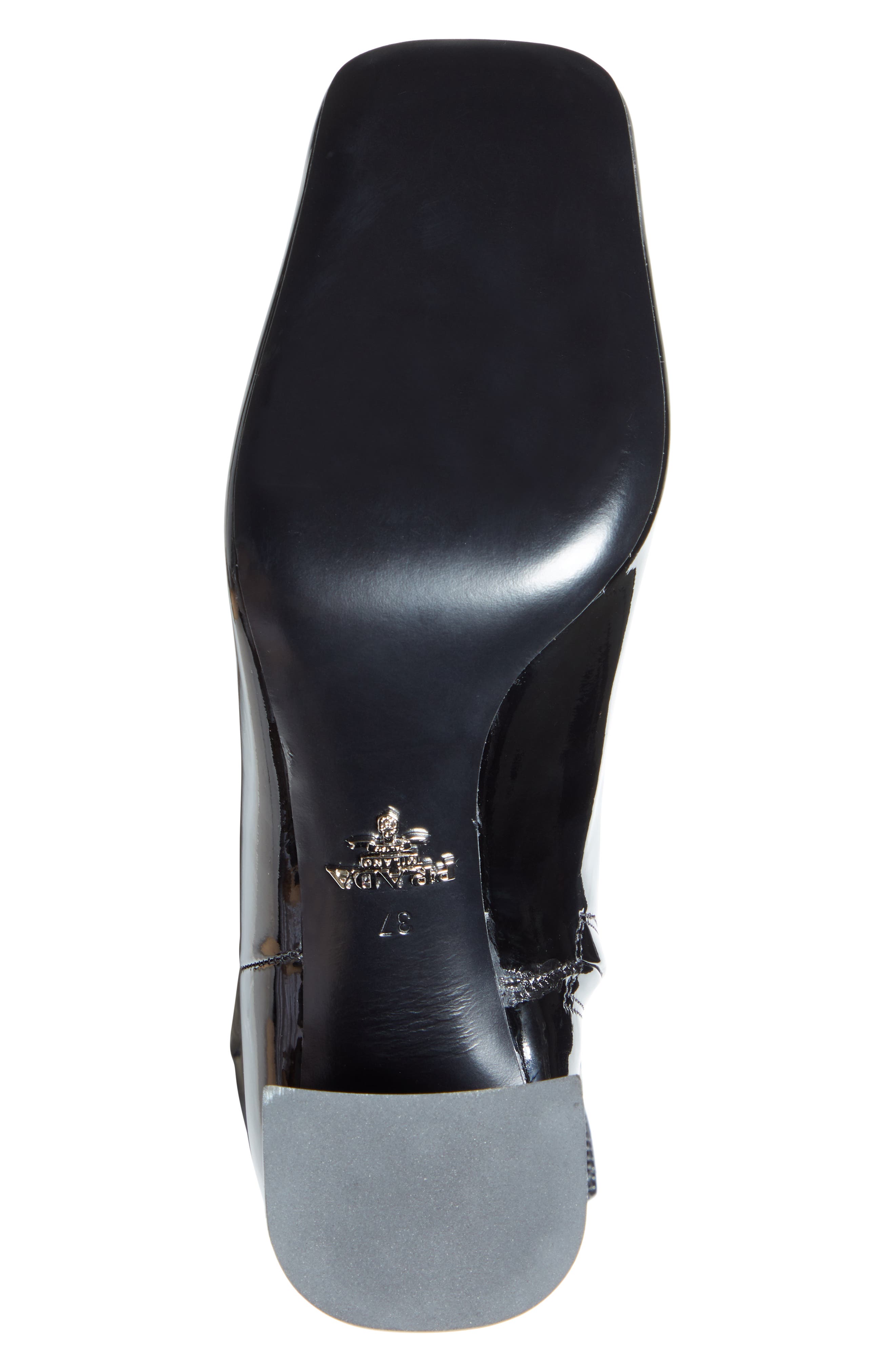 Prada Block Heel Patent Leather Bootie, Alternate, color, 