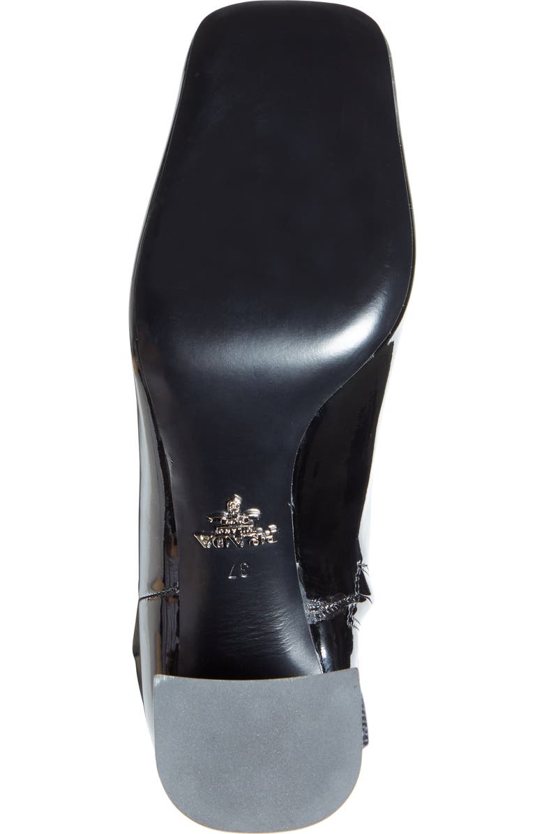Prada Block Heel Patent Leather Bootie, Alternate, color,