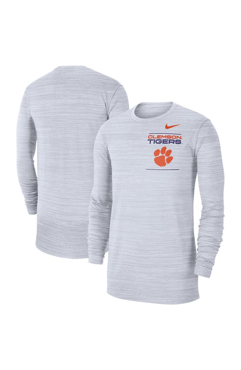 Nike Men's Nike White Clemson Tigers 2021 Sideline Velocity Performance Long Sleeve T-Shirt, Alternate, color,
