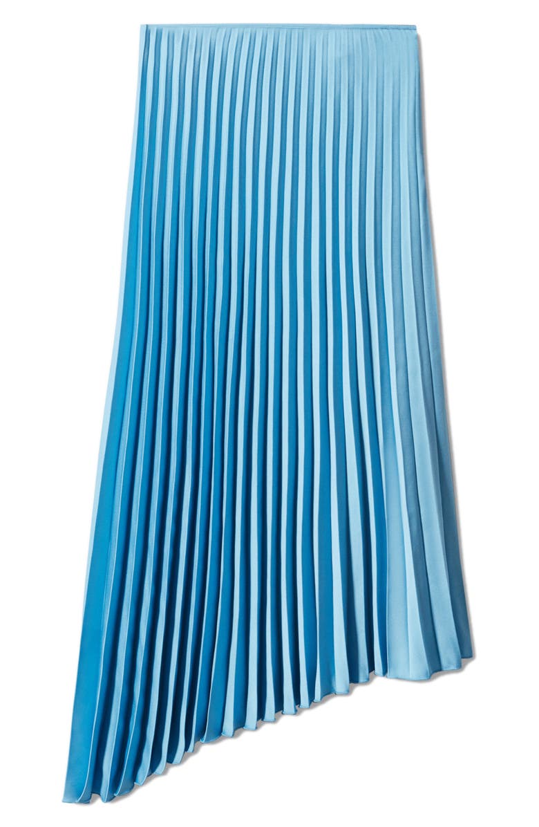 MANGO Pleated Asymmetric Hem Satin Skirt, Alternate, color, 