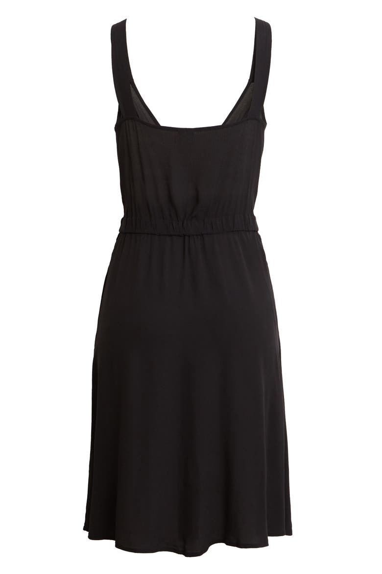 Sleeveless Tie Waist Dress, Alternate, color, BLACK