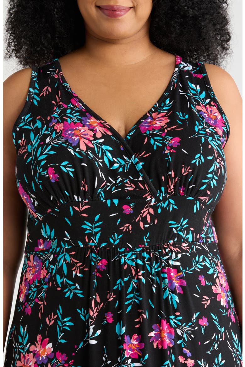 Empire Waist Maxi Dress, Alternate, color, BLACK/ FUCHSIA