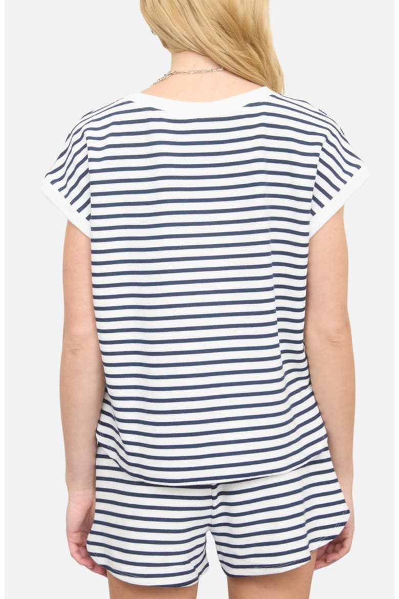 Stripe Cotton Blend Top & Shorts Set, Alternate, color, NAVY