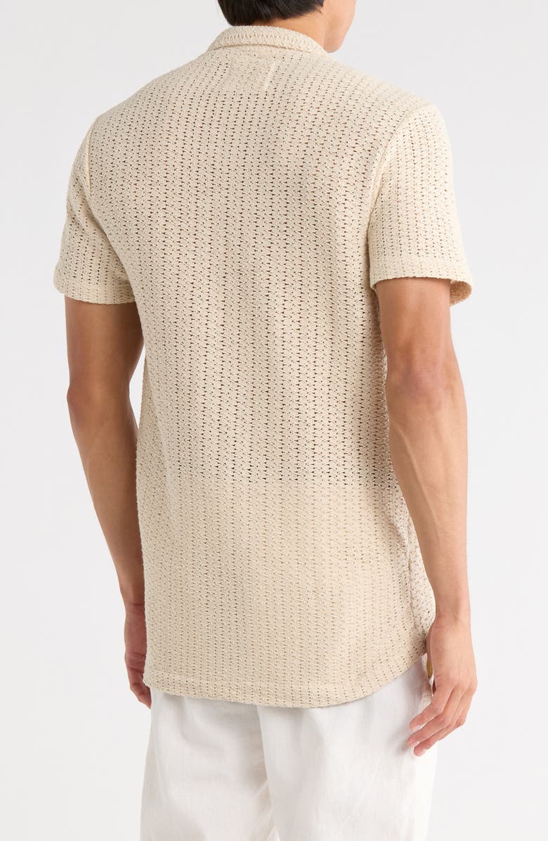 Cactus Man Stripe Open Stitch Camp Shirt, Alternate, color, Sand