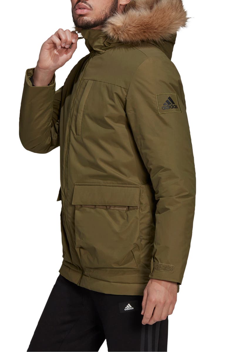 adidas Utilitas Hooded Parka with Faux Fur Trim, Alternate, color,