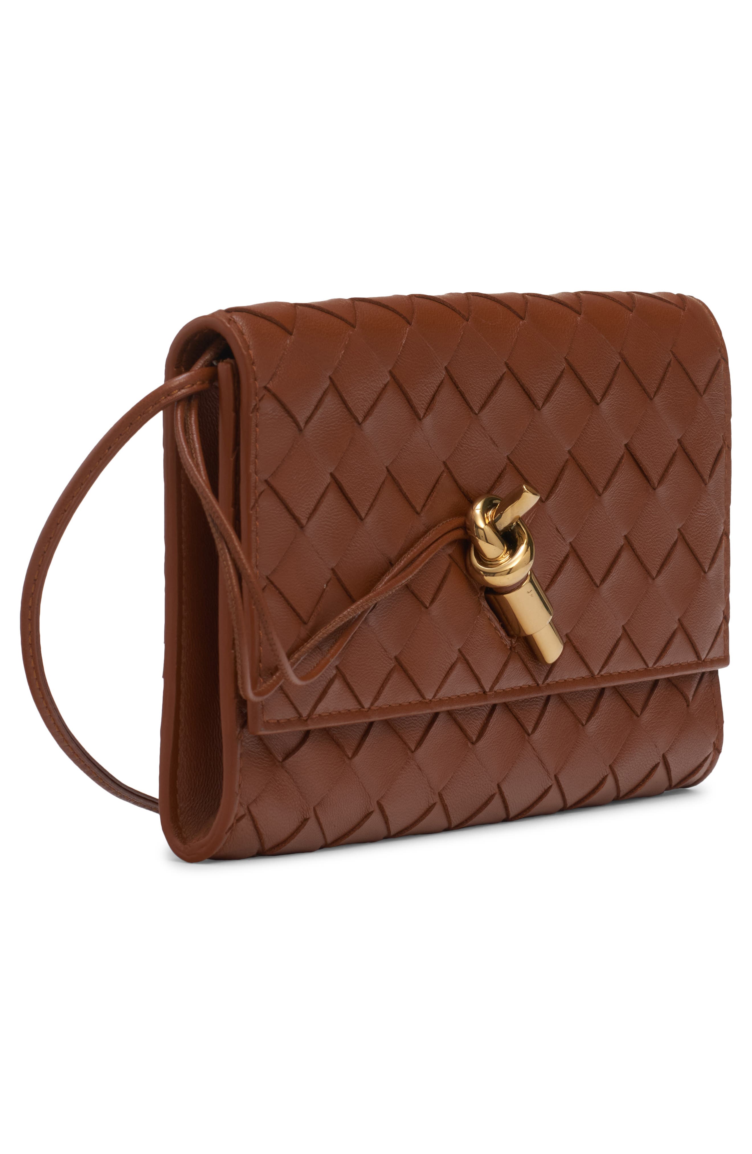 Andiamo Intrecciato Leather Slim Shoulder Bag, Alternate, color, 2387 TANNIN-MUSE BRASS