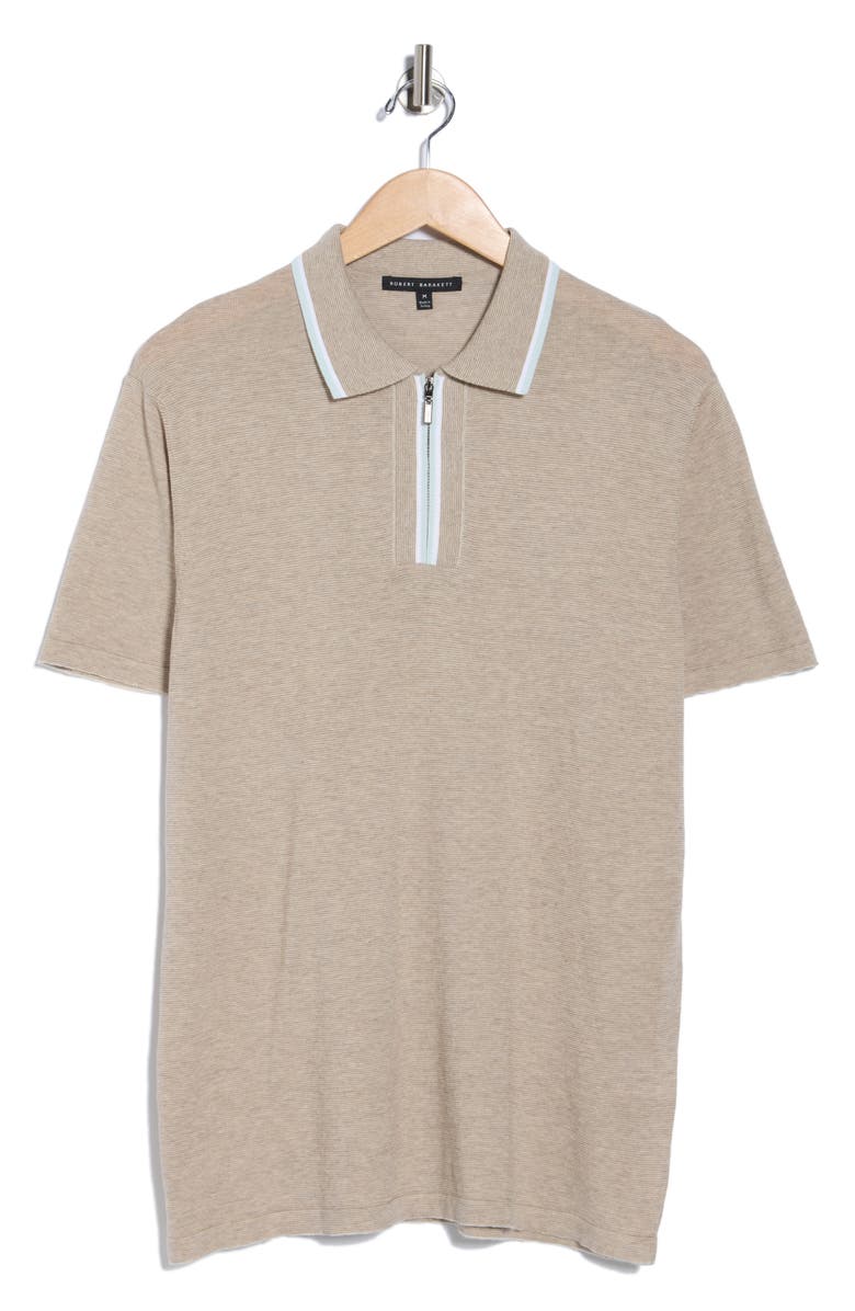Robert Barakett Fermi Zip Polo Sweater, Alternate, color, Tan