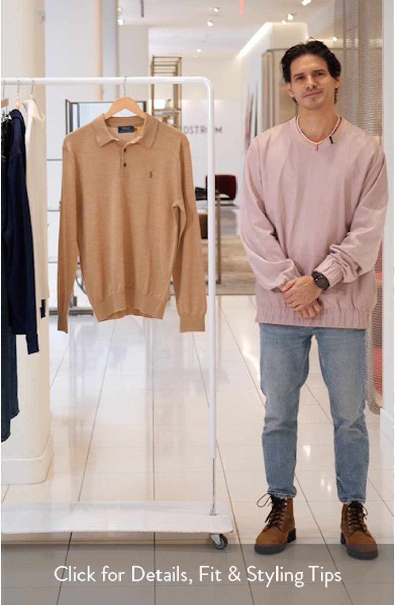 Long Sleeve Wool Polo Sweater, sales video thumbnail